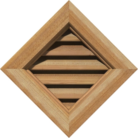Ekena Millwork Diamond Gable Vent Functional, Western Red Cedar Gable Vent w/ Brick Mould Face Frame, 24"W x 24"H GVWDI24X2400RFUWR